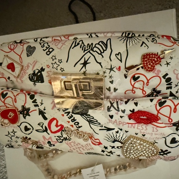 Aldo White and Red Graphic Shoulder Bag - Picture 6 of 9